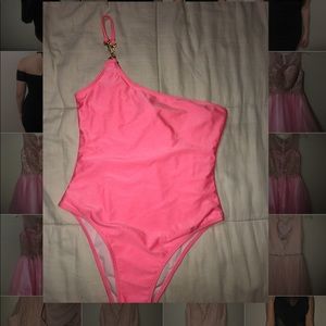 One piece pink bathing suit